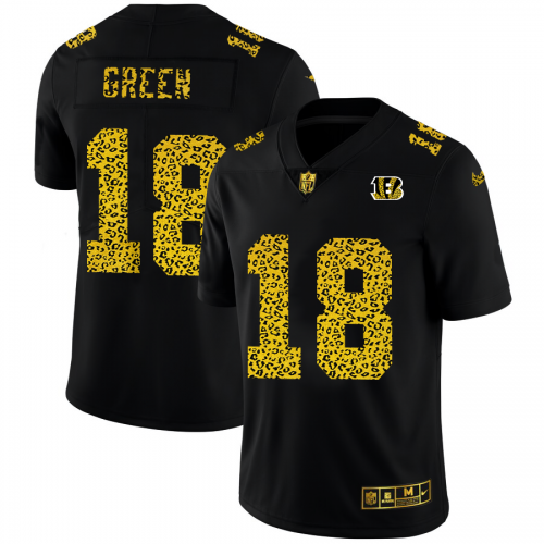 Cincinnati Cincinnati Bengals #18 A.J. Green Men's Leopard Print Fashion Vapor Limited Jersey Black Men's