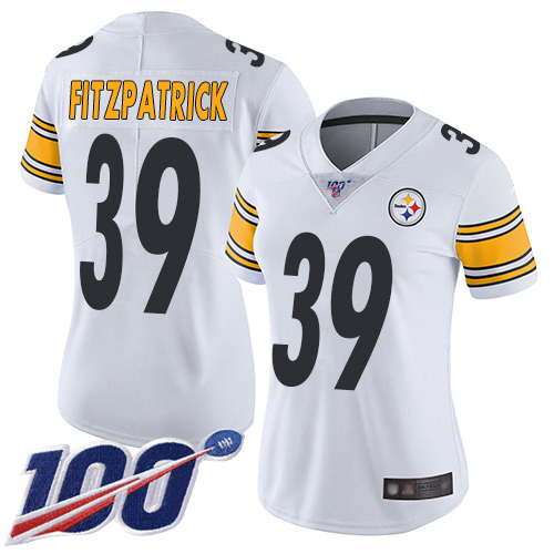 Steelers #39 Minkah Fitzpatrick White Women's Stitched 100th Season Vapor Limited Jersey