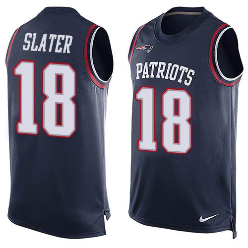 Patriots #18 Matt Slater Navy Blue Team Color Men's Stitched Limited Tank Top Jersey
