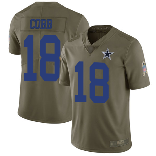 Dallas Cowboys #18 Randall Cobb Olive Men's Stitched Limited 2017 Salute To Service Jersey Men's