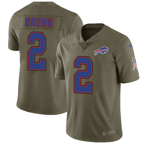 Buffalo Bills #2 John Brown Olive Men's Stitched Limited 2017 Salute To Service Jersey Men's