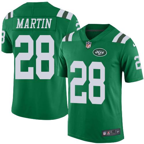 Jets #28 Curtis Martin Green Men's Stitched Elite Rush Jersey