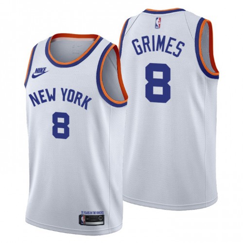 New York New York Knicks #8 Quentin Grimes Mens Releases Classic Edition 75th Anniversary Jersey White Mens