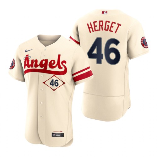 Los Angeles Los Angeles Angels #46 Jimmy Herget Cream Men's Authentic 2022 City Connect Jersey Men's