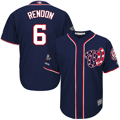 Washington Nationals #6 Anthony Rendon Navy Blue Cool Base 2019 World Series Champions Stitched Youth Jersey Youth