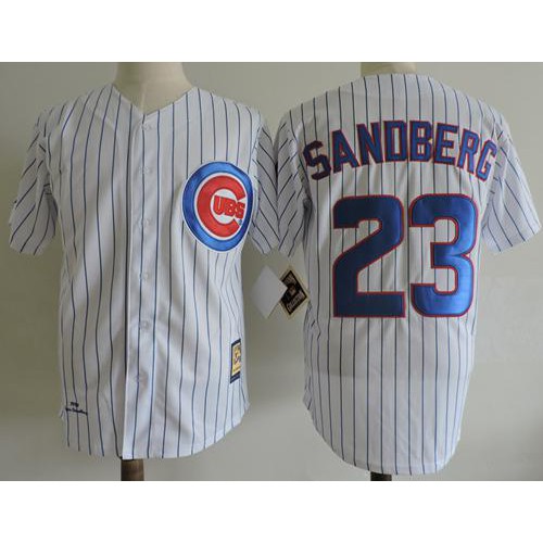Mitchell And Ness 1990 Chicago Cubs #23 Ryne Sandberg White Throwback Stitched Jersey Men's