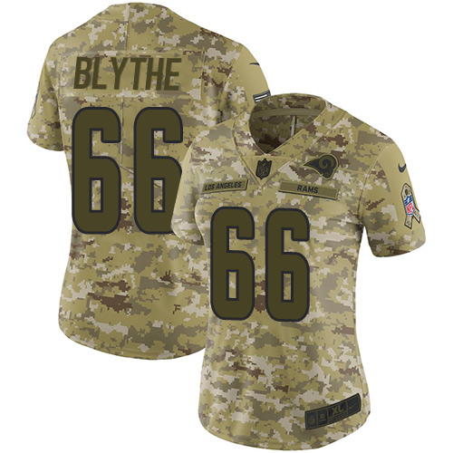 Los Angeles Rams #66 Austin Blythe Camo Women's Stitched Limited 2018 Salute To Service Jersey Womens