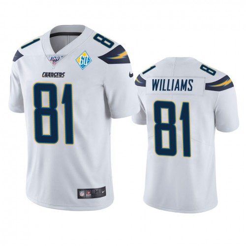 Los Angeles Los Angeles Chargers #81 Mike Williams White 60th Anniversary Vapor Limited Jersey Men's