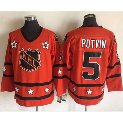 New York Islanders #5 Denis Potvin Orange All-Star CCM Throwback Stitched Jersey Men's