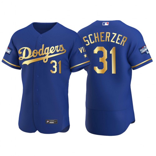 Los Angeles Los Angeles Dodgers #31 Max Scherzer Men's Authentic 2021 Gold Program World Series Champions Jersey Royal Men's