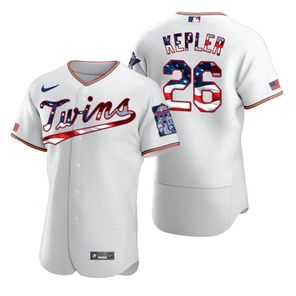 Minnesota Twins #26 Max Kepler Men's White Fluttering USA Flag Limited Edition Authentic Jersey