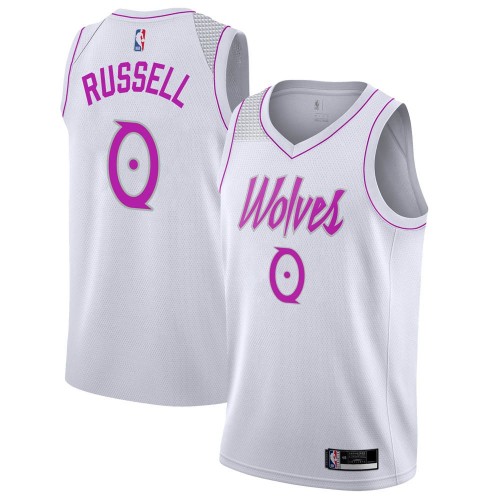 Minnesota Timberwolves #0 DAngelo Russell White Swingman Earned Edition Jersey Mens