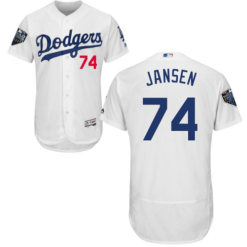 Los Angeles Dodgers #74 Kenley Jansen White Flexbase Authentic Collection 2018 World Series Stitched Jersey Men's