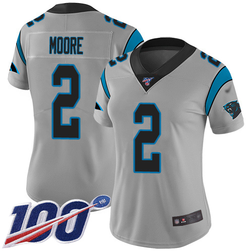 Panthers #2 DJ Moore Silver Women's Stitched Limited Inverted Legend 100th Season Jersey
