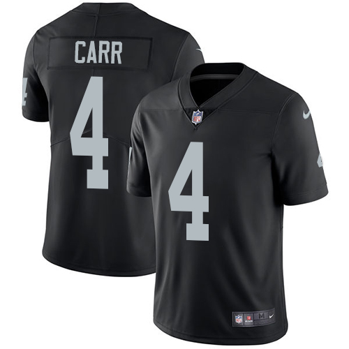 Raiders #4 Derek Carr Black Team Color Men's Stitched Vapor Untouchable Limited Jersey