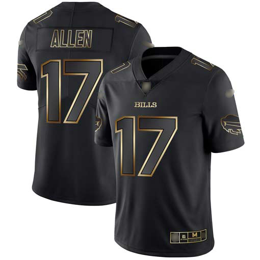 Bills #17 Josh Allen Black/Gold Men's Stitched Vapor Untouchable Limited Jersey