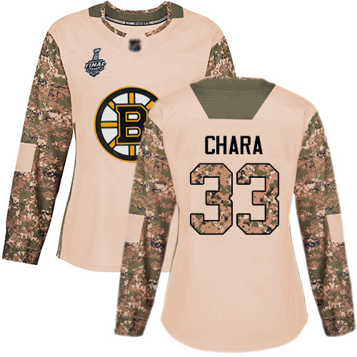 Adidas Boston Bruins #33 Zdeno Chara Camo Authentic 2017 Veterans Day Stanley Cup Final Bound Women's Stitched Jersey Womens