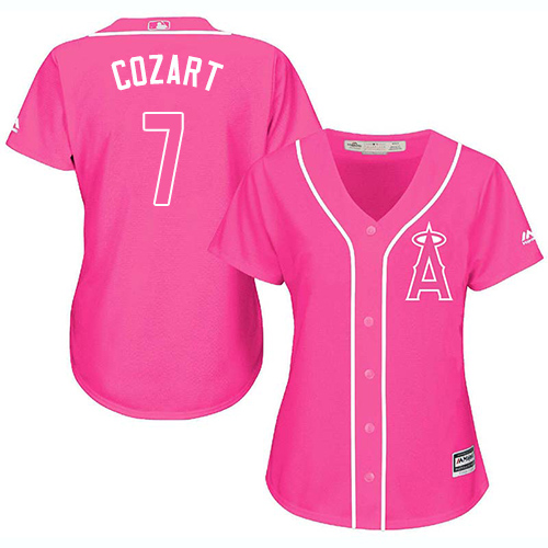 Los Angeles Angels #7 Zack Cozart Pink Fashion Women's Stitched Jersey Womens