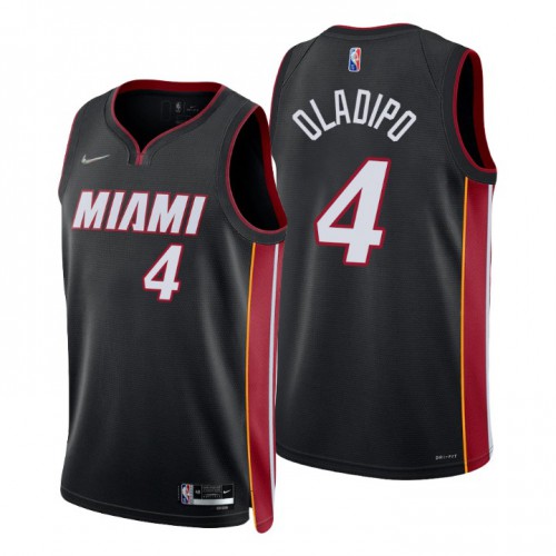 Miami Heat #4 Victor Oladipo Black Mens 2021-22 75th Anniversary Diamond Swingman Jersey - Icon Edition Mens