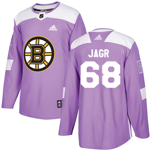 Adidas Boston Bruins #68 Jaromir Jagr Purple Authentic Fights Cancer Stitched Jersey Men's