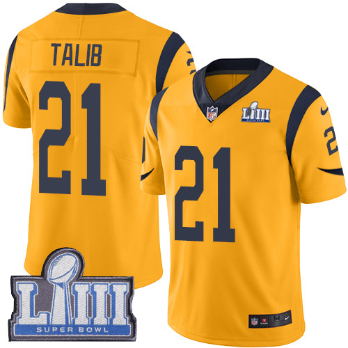 Los Angeles Rams #21 Aqib Talib Gold Super Bowl LIII Bound Youth Stitched Limited Rush Jersey Youth