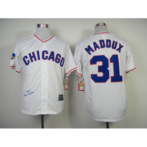 Mitchell And Ness 1988 Chicago Cubs #31 Greg Maddux White Throwback Stitched Jersey Men's