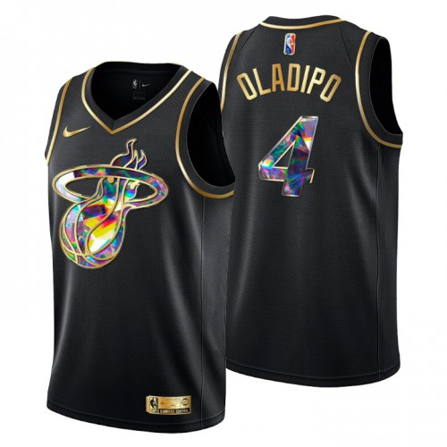 Miami Miami Heat #4 Victor Oladipo Mens Golden Edition Diamond Logo 2021/22 Swingman Jersey - Black Mens
