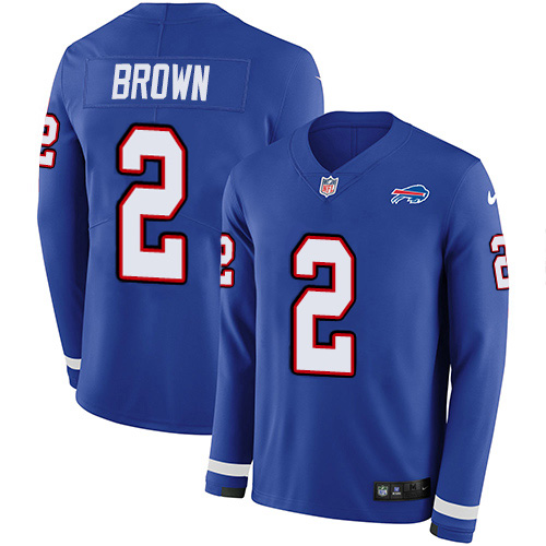 Buffalo Bills #2 John Brown Royal Blue Team Color Men's Stitched Limited Therma Long Sleeve Jersey Men's