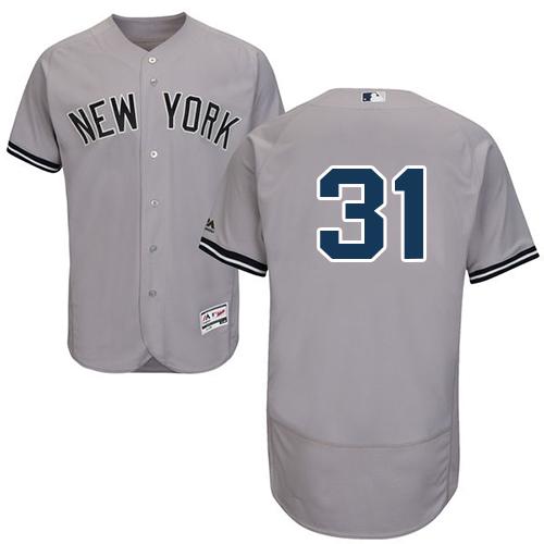 New York Yankees #31 Aaron Hicks Grey Flexbase Authentic Collection Stitched Jersey Men's