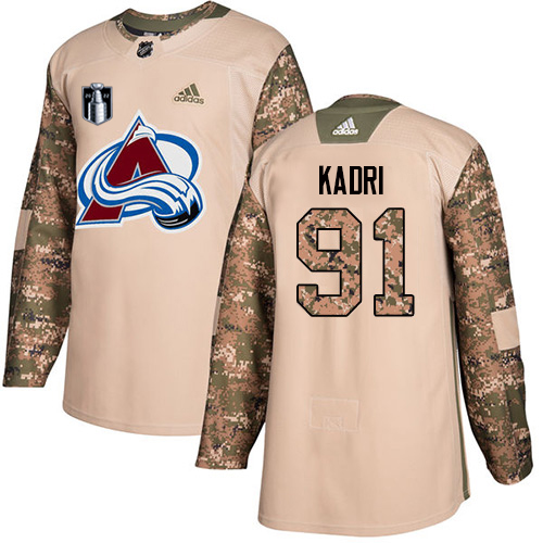 Adidas Colorado Avalanche #91 Nazem Kadri Camo 2022 Stanley Cup Final Patch Authentic Veterans Day Stitched Jersey Men's