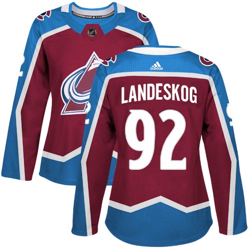 Adidas Colorado Avalanche #92 Gabriel Landeskog Burgundy Home Authentic Women's Stitched Jersey Womens