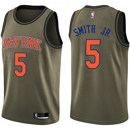 New York Knicks #5 Dennis Smith Jr Green Youth Swingman Salute to Service Jersey Youth
