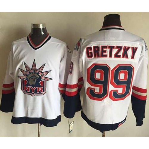 New York Rangers #99 Wayne Gretzky White CCM Statue of Liberty Stitched Jersey Men's
