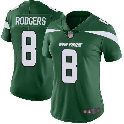 Jets #8 Aaron Rodgers Green Team Color Women's Stitched Vapor Untouchable Limited Jersey