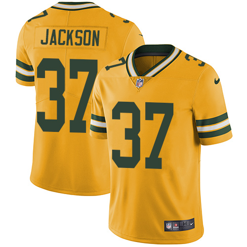Green Bay Packers #37 Josh Jackson Yellow Men's Stitched Limited Rush Jersey Men's