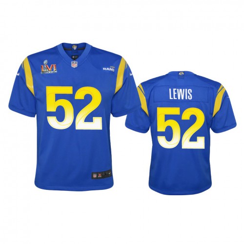 Los Angeles Los Angeles Rams #52 Terrell Lewis Youth Super Bowl LVI Patch Game Jersey - Royal Youth
