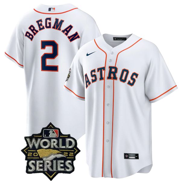 Houston Astros #2 Alex Bregman White 2022 World Series Stitched Men's Jersey