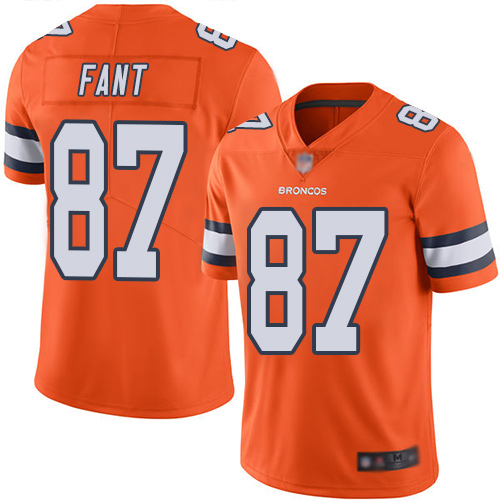 Denver Broncos #87 Noah Fant Orange Men's Stitched Limited Rush Jersey Men's