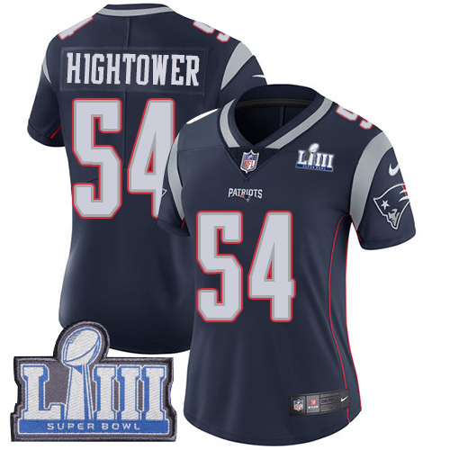 New England Patriots #54 Dont'a Hightower Navy Blue Team Color Super Bowl LIII Bound Women's Stitched Vapor Untouchable Limited Jersey Womens