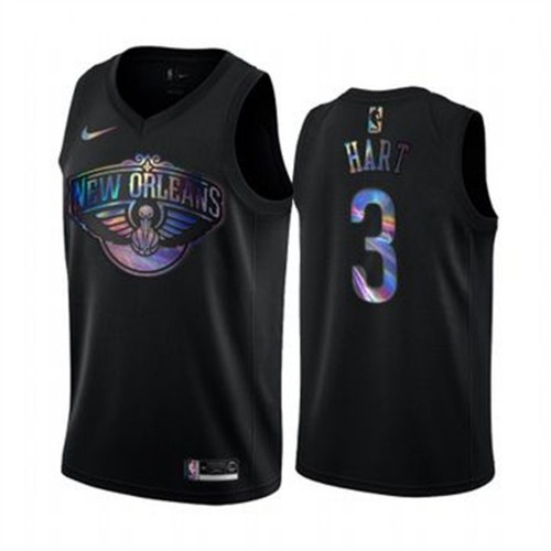 New Orleans Pelicans #3 Josh Hart Mens Iridescent Holographic Collection Jersey - Black Mens