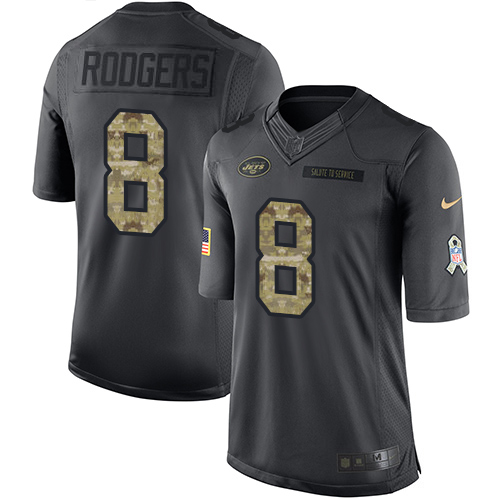 Jets #8 Aaron Rodgers Black Youth Stitched Limited 2016 Salute To Service Jersey