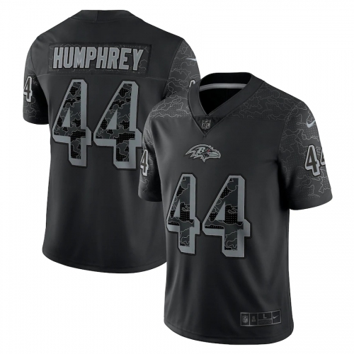 Women Baltimore Ravens #44 Marlon Humphrey Black Black Reflective Limited Jersey