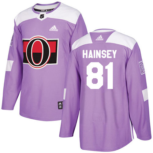 Adidas Ottawa Senators #81 Ron Hainsey Purple Authentic Fights Cancer Stitched Youth Jersey Youth