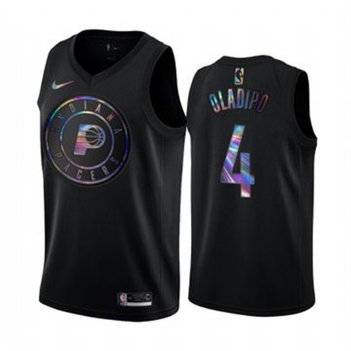 Indiana Pacers #4 Victor Oladipo Mens Iridescent Holographic Collection Jersey - Black Mens