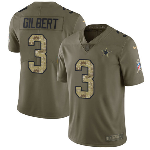 Dallas Cowboys #3 Garrett Gilbert Olive/Camo Men's Stitched Limited 2017 Salute To Service Jersey Men's