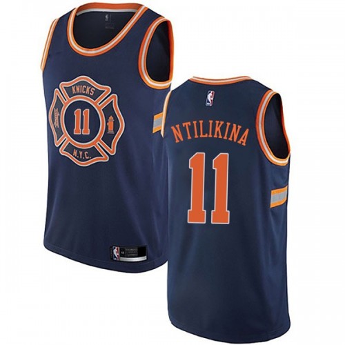 New York Knicks #11 Frank Ntilikina Navy Womens Swingman City Edition Jersey Womens