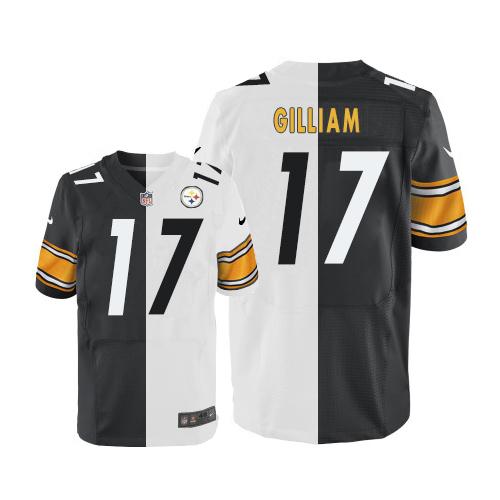 Pittsburgh Steelers #17 Joe Gilliam White/Black Men's Stitched Elite Split Jersey Men's