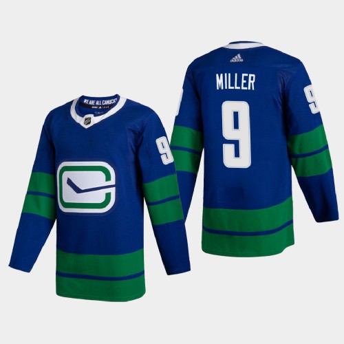 Vancouver Vancouver Canucks #9 JT Miller Men's Adidas 2020-21 Authentic Player Alternate Stitched Jersey Blue Men's