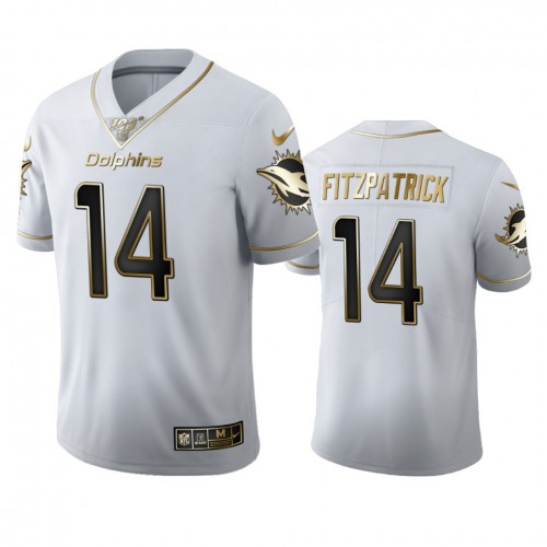 Miami Miami Dolphins #14 Ryan Fitzpatrick Men's White Golden Edition Vapor Limited 100 Jersey Men's