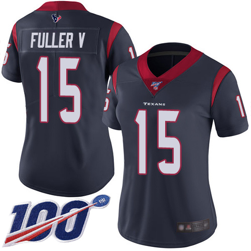 Houston Texans #15 Will Fuller V Navy Blue Team Color Women's Stitched 100th Season Vapor Limited Jersey Womens